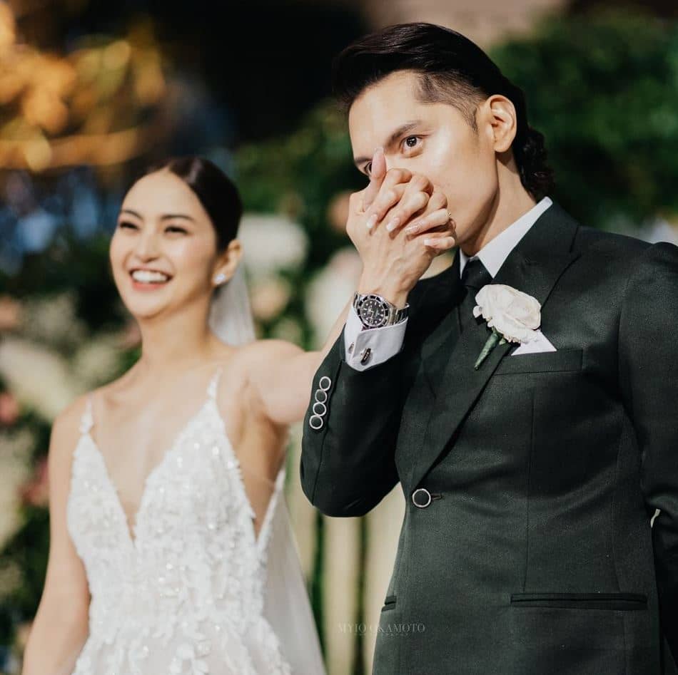 The couple were rumored to be engaged in February after the actress was spotted with an engagement ring. Carlo first confirmed that they were dating in January 2023.